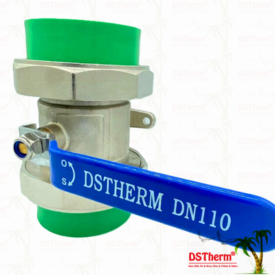 110 mm PPR Valvola a sfera a doppia unione PN25 resistente alla corrosione