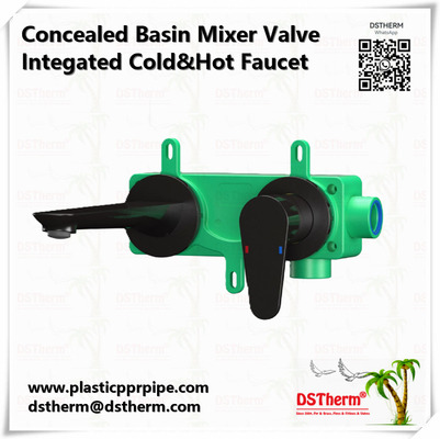 Valvola del bacino PPR Valvola del miscelatore nascosta Rubinetto per acqua calda fredda Rubinetto in ottone PPR di colore nero