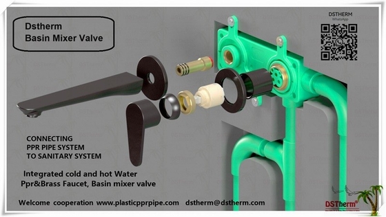 Valvola del bacino PPR Valvola del miscelatore nascosta Rubinetto per acqua calda fredda Rubinetto in ottone PPR di colore nero