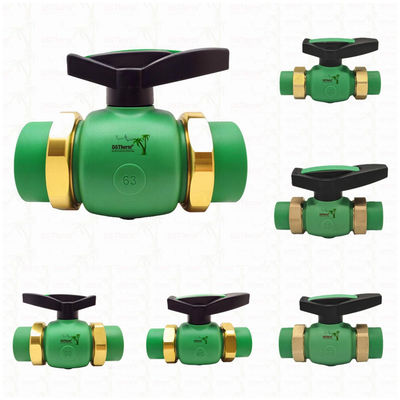 Valvola a sfera PPR Union Full Bore Valvola a sfera a doppia unione PPR 20-63MM Installazione a vista