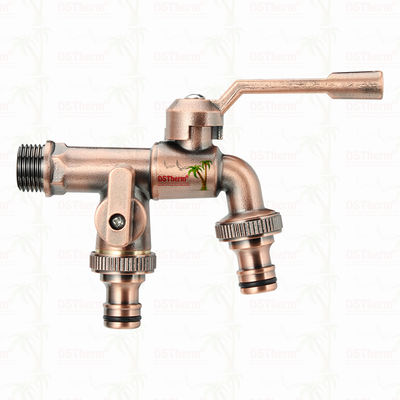 Rubinetti da giardino a doppia uscita in ottone, rubinetto in ottone, valvola rubinetto dell'acqua 1/2"-1"