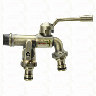 Rubinetti da giardino a doppia uscita in ottone, rubinetto in ottone, valvola rubinetto dell'acqua 1/2"-1"
