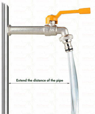 Faucet in ottone a presa lunga, pesante, rivestito di nichel, con presa di uscita singola, estensione del rubinetto 1/2"*3/4"