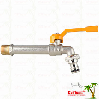 Faucet in ottone a presa lunga, pesante, rivestito di nichel, con presa di uscita singola, estensione del rubinetto 1/2"*3/4"