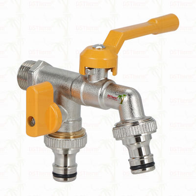 Acciaio in ottone con doppia uscita economica Acciaio in ottone con rubinetto in ottone con nickel