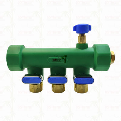 Manifold PPR con valvola a sfera Acqua calda e fredda Blu 3 modi Manifold Logo e colore personalizzati 25mm