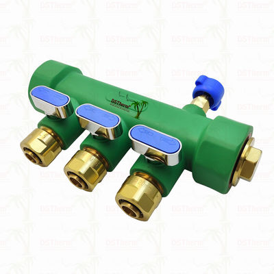Manifold PPR con valvola a sfera Acqua calda e fredda Blu 3 modi Manifold Logo e colore personalizzati 25mm