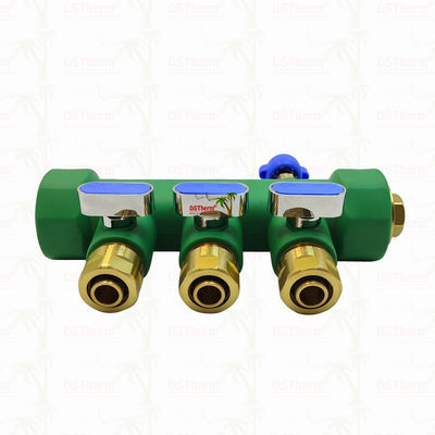 Manifold PPR con valvola a sfera Acqua calda e fredda Blu 3 modi Manifold Logo e colore personalizzati 25mm