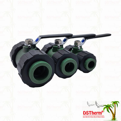 Valvola a sfera a doppia unione PPR con sfera in ottone e maniglia in ferro, 20-63MM, LOGO personalizzato