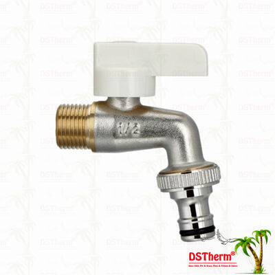 Rubinetto a maschio con manico ergonomico in plastica bianca, materiale personalizzabile e specifica 1/2"*3/4"